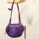 LOEWE Anagram Shoulder Bag Leather Purple Gold Auth 124789-21