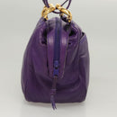 LOEWE Anagram Shoulder Bag Leather Purple Gold Auth 124789-4