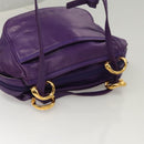 LOEWE Anagram Shoulder Bag Leather Purple Gold Auth 124789-6