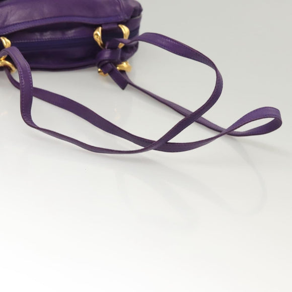 LOEWE Anagram Shoulder Bag Leather Purple Gold Auth 124789