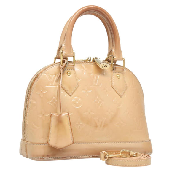 LOUIS VUITTON Monogram Vernis Alma BB Hand Bag Beige Dunne M90175 LV Auth 124804