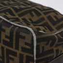 FENDI Zucca Canvas Vanity Pouch Black Brown Gold Auth 124810-15