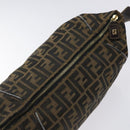 FENDI Zucca Canvas Vanity Pouch Black Brown Gold Auth 124810-10
