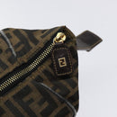 FENDI Zucca Canvas Vanity Pouch Black Brown Gold Auth 124810-17