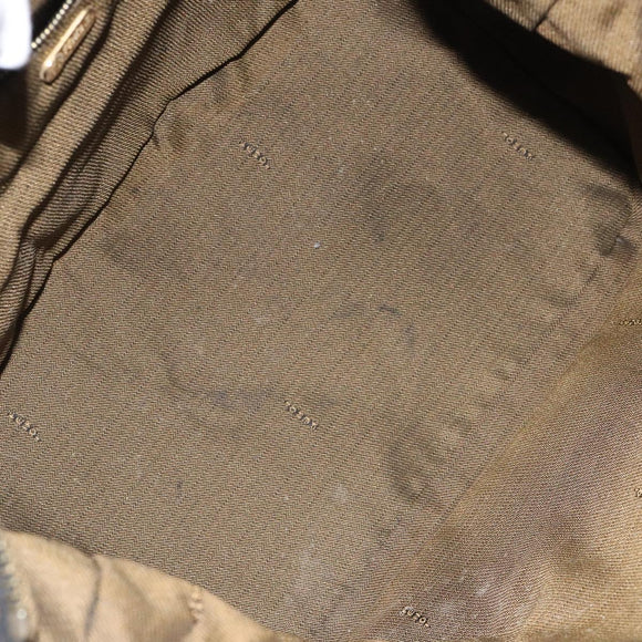 FENDI Zucca Canvas Vanity Pouch Black Brown Gold Auth 124810