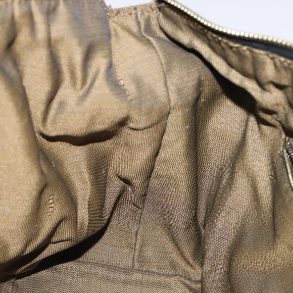 FENDI Zucca Canvas Vanity Pouch Black Brown Gold Auth 124810