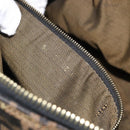 FENDI Zucca Canvas Vanity Pouch Black Brown Gold Auth 124810-12