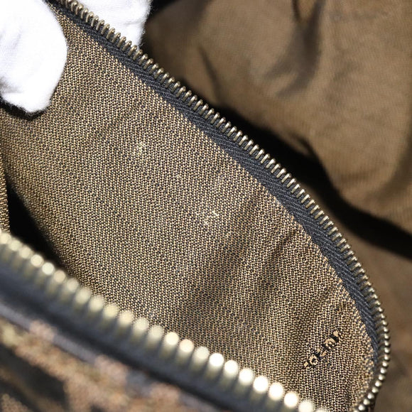 FENDI Zucca Canvas Vanity Pouch Black Brown Gold Auth 124810