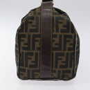 FENDI Zucca Canvas Vanity Pouch Black Brown Gold Auth 124810-3