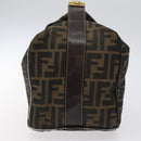 FENDI Zucca Canvas Vanity Pouch Black Brown Gold Auth 124810-4