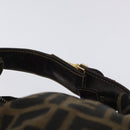 FENDI Zucca Canvas Vanity Pouch Black Brown Gold Auth 124810-7