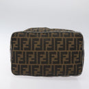 FENDI Zucca Canvas Vanity Pouch Black Brown Gold Auth 124810-5
