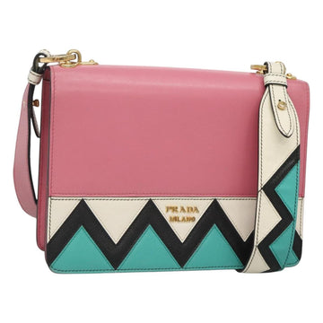 PRADA Shoulder Bag Leather Pink Gold Auth 124811
