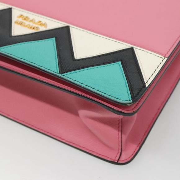 PRADA Shoulder Bag Leather Pink Gold Auth 124811