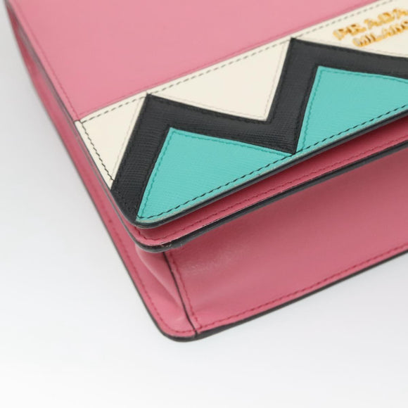 PRADA Shoulder Bag Leather Pink Gold Auth 124811