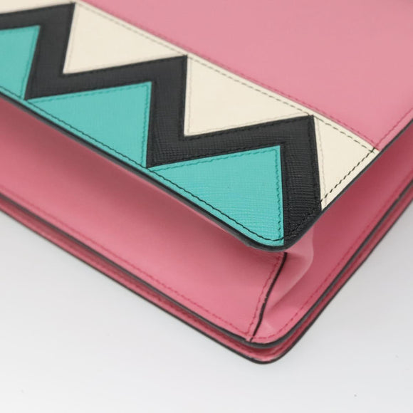 PRADA Shoulder Bag Leather Pink Gold Auth 124811