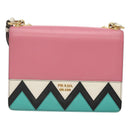 PRADA Shoulder Bag Leather Pink Gold Auth 124811-13