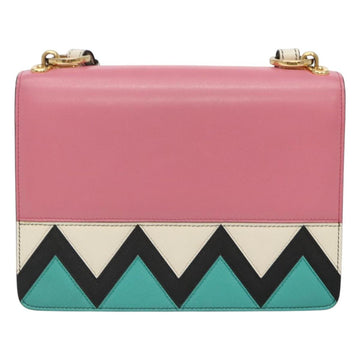 PRADA Shoulder Bag Leather Pink Gold Auth 124811 - 0