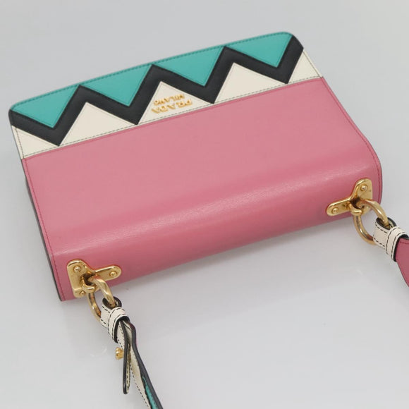 PRADA Shoulder Bag Leather Pink Gold Auth 124811