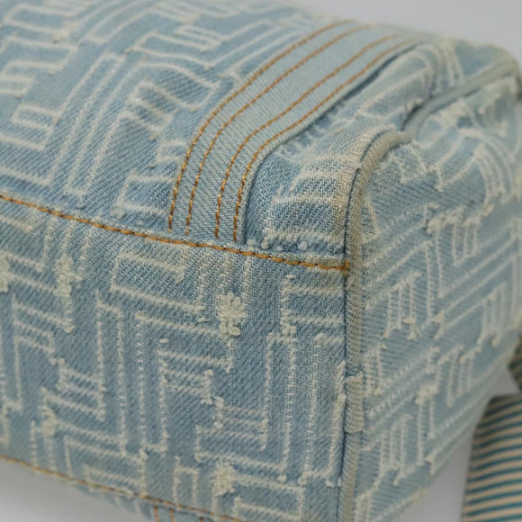 FENDI Zucca Canvas Hand Bag Light Blue Gold Auth 124832