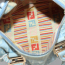 FENDI Zucca Canvas Hand Bag Light Blue Gold Auth 124832-18
