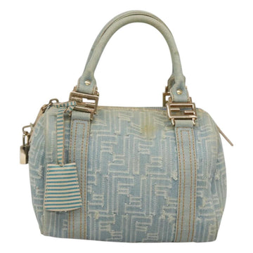 FENDI Zucca Canvas Hand Bag Light Blue Gold Auth 124832 - 0