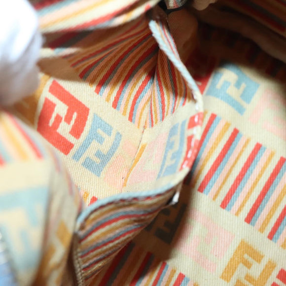 FENDI Zucca Canvas Hand Bag Light Blue Gold Auth 124832