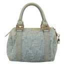 FENDI Zucca Canvas Hand Bag Light Blue Gold Auth 124832-3