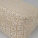 FENDI Zucchino Canvas Hand Bag Beige Silver Auth 124833-10