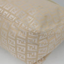 FENDI Zucchino Canvas Hand Bag Beige Silver Auth 124833-12