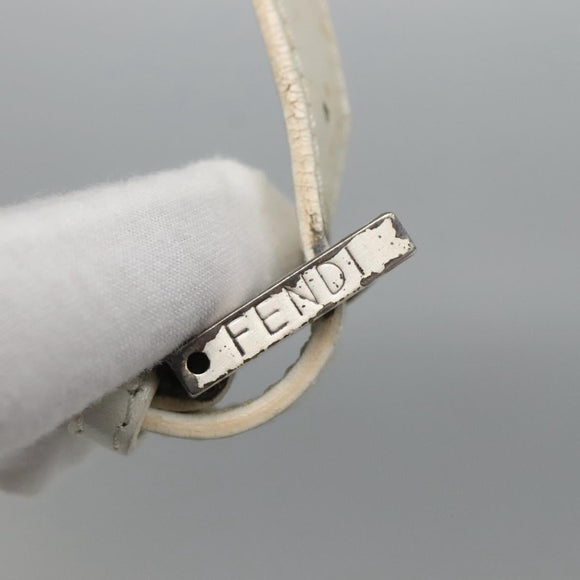 FENDI Zucchino Canvas Hand Bag Beige Silver Auth 124833