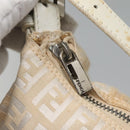 FENDI Zucchino Canvas Hand Bag Beige Silver Auth 124833-15