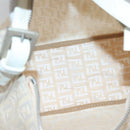 FENDI Zucchino Canvas Hand Bag Beige Silver Auth 124833-17