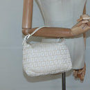FENDI Zucchino Canvas Hand Bag Beige Silver Auth 124833-21