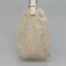 FENDI Zucchino Canvas Hand Bag Beige Silver Auth 124833-4