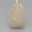 FENDI Zucchino Canvas Hand Bag Beige Silver Auth 124833-5