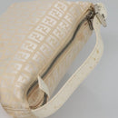 FENDI Zucchino Canvas Hand Bag Beige Silver Auth 124833-6