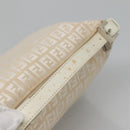 FENDI Zucchino Canvas Hand Bag Beige Silver Auth 124833-7
