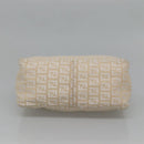 FENDI Zucchino Canvas Hand Bag Beige Silver Auth 124833-9