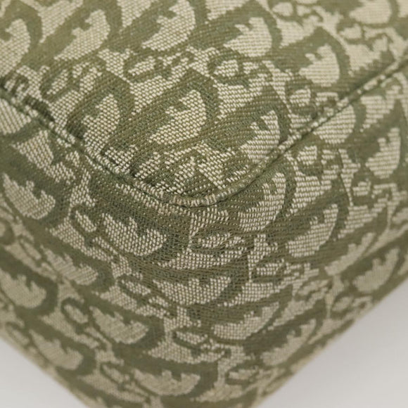 Christian Dior Trotter Canvas Tote Bag Khaki Silver Auth 124835
