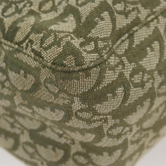 Christian Dior Trotter Canvas Tote Bag Khaki Silver Auth 124835