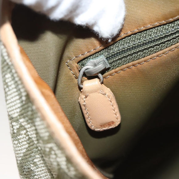 Christian Dior Trotter Canvas Tote Bag Khaki Silver Auth 124835