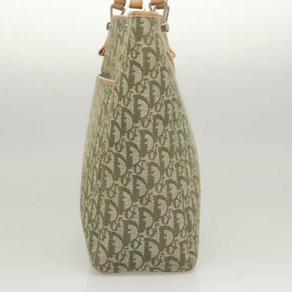 Christian Dior Trotter Canvas Tote Bag Khaki Silver Auth 124835