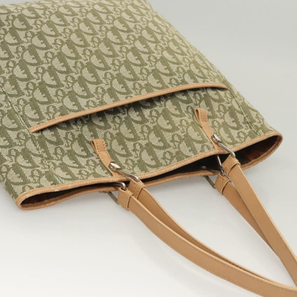Christian Dior Trotter Canvas Tote Bag Khaki Silver Auth 124835