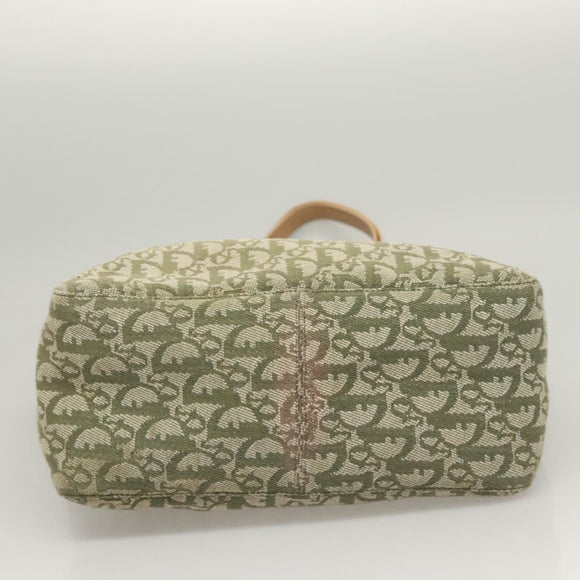 Christian Dior Trotter Canvas Tote Bag Khaki Silver Auth 124835