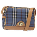 Burberrys Nova Check Shoulder Bag PVC Blue Gold Auth 124836-1