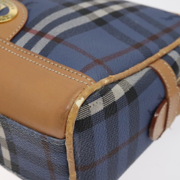 Burberrys Nova Check Shoulder Bag PVC Blue Gold Auth 124836