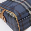 Burberrys Nova Check Shoulder Bag PVC Blue Gold Auth 124836-16