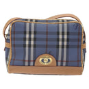 Burberrys Nova Check Shoulder Bag PVC Blue Gold Auth 124836-13