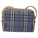 Burberrys Nova Check Shoulder Bag PVC Blue Gold Auth 124836-2
